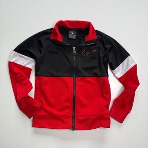 NIKE Full Zip‎ Track Jacket Colorblock Black Red Kids Size 5/S (4-5 Years Old)